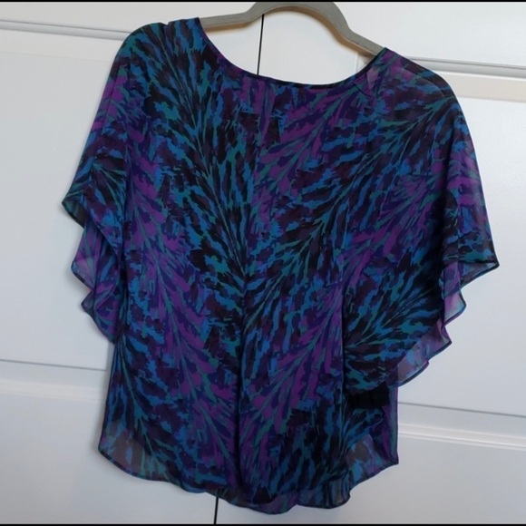 Express Peacock Sheer Blouse with liner, gorgeous - Picture 1 of 6